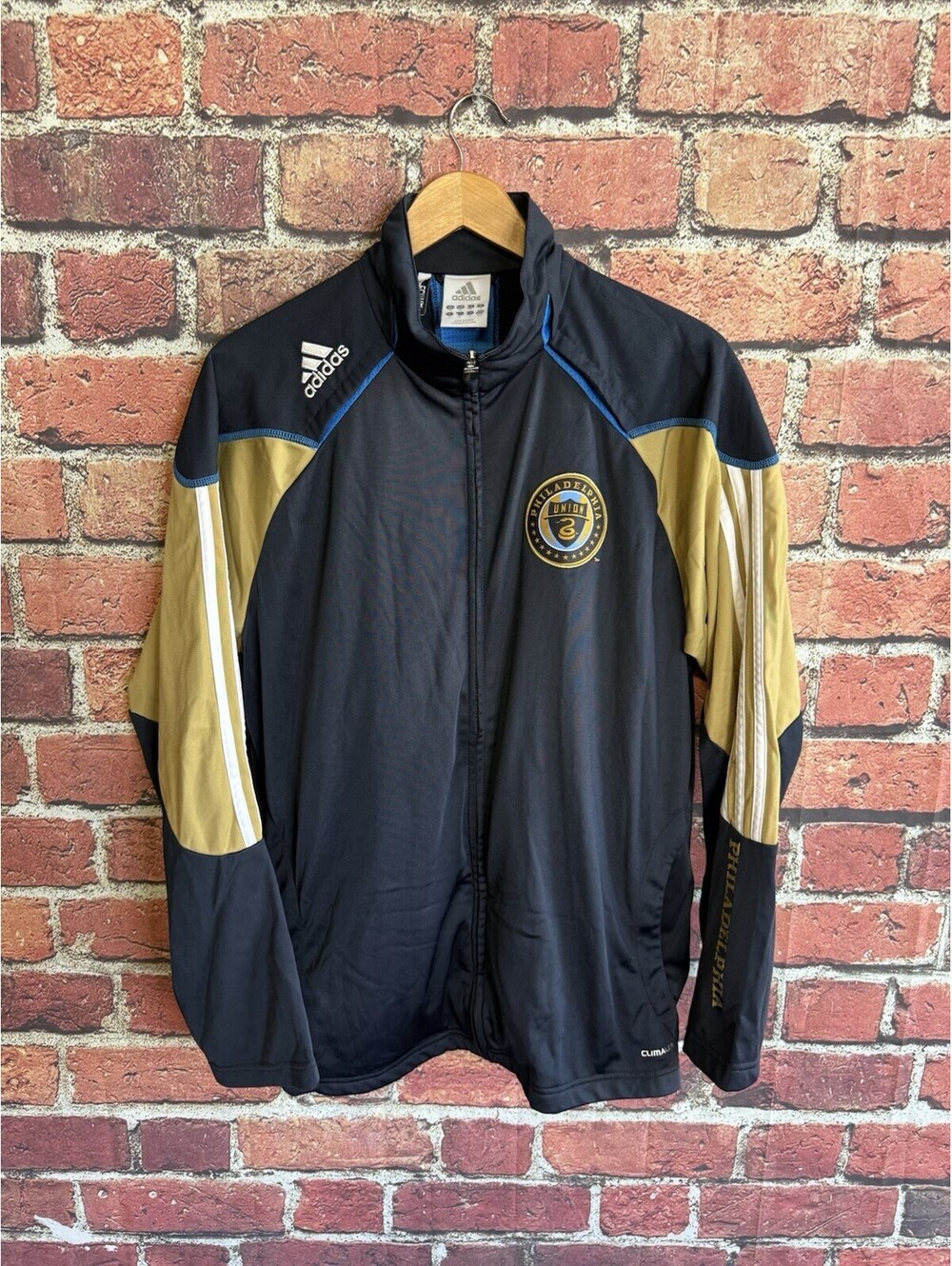 Philadelphia Union Mens Blue Full Zip Athletic Track Jacket Size Medium Soccer